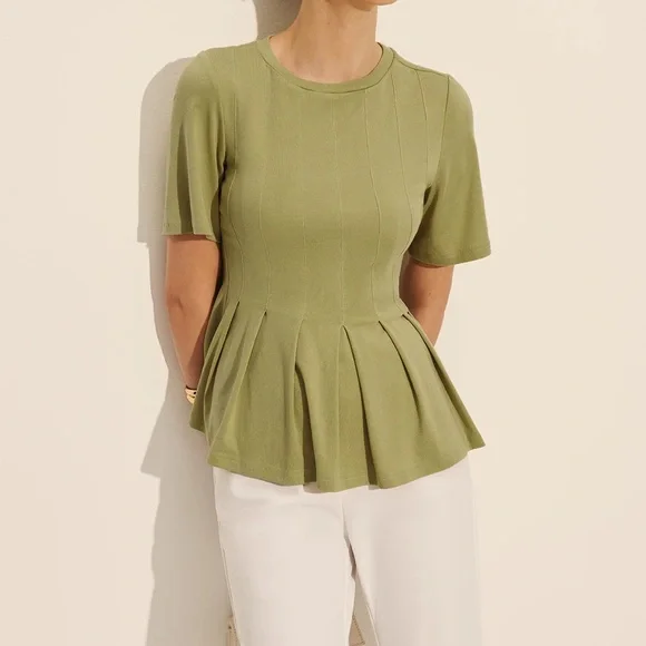 123 Pleated Peplum Ribbed Top - Picture 4 of 5